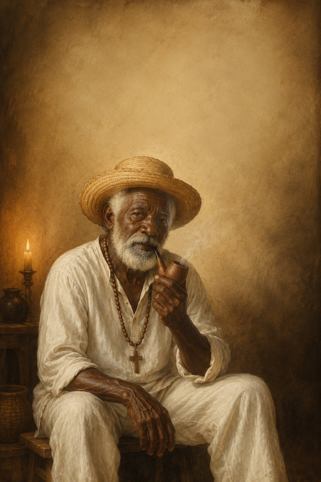Pretos Velhos — retrato de um senhor sábio com cachimbo